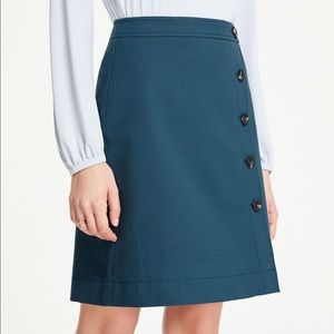 Ann Taylor Blue Textured Button A-Line Skirt - NWT